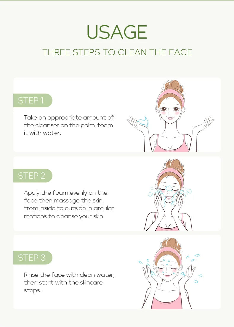 Green Tea Skin Care Face Wash – Moisturizing & Blackhead Removing Foam