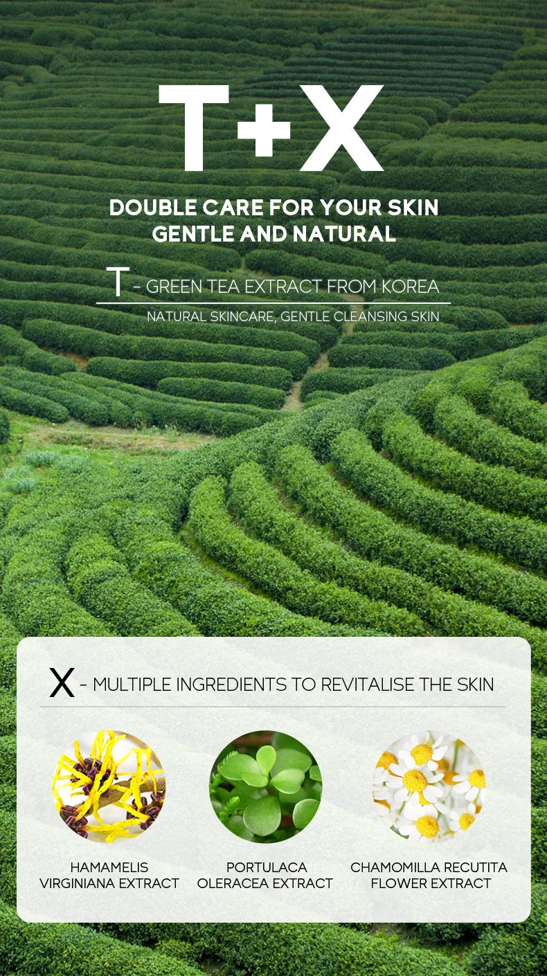 Green Tea Skin Care Face Wash – Moisturizing & Blackhead Removing Foam