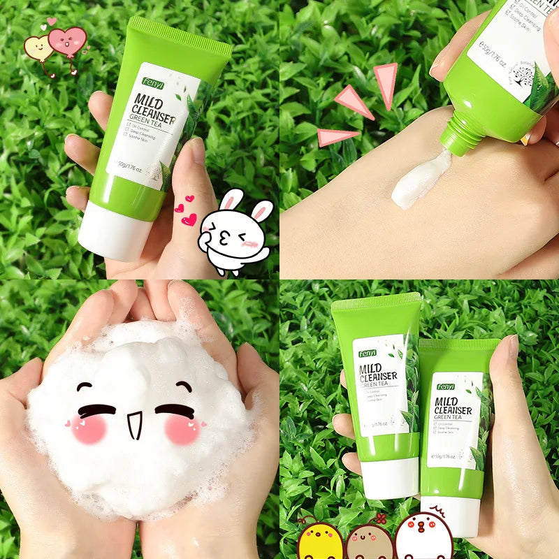 Green Tea Skin Care Face Wash – Moisturizing & Blackhead Removing Foam