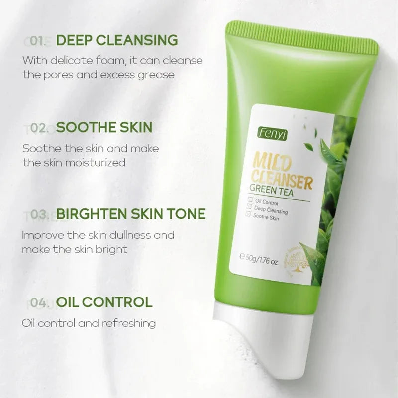 Green Tea Skin Care Face Wash – Moisturizing & Blackhead Removing Foam